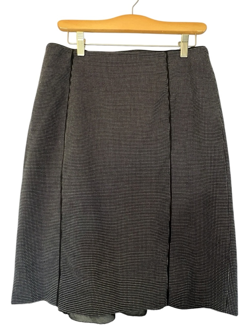 WHBM Black & White Back Ruffle Detail Mini Polka Dot A-Line Skirt Size 10